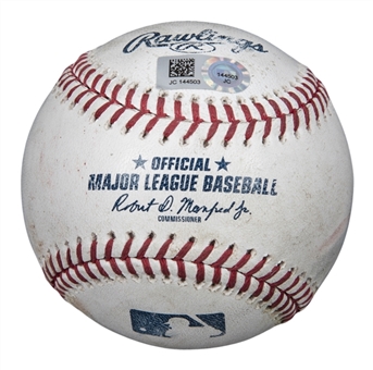 2018 Ronald Acuna Jr Game Used OML Manfred Baseball Used on 7/20/18 For A Single (MLB Authenticated)